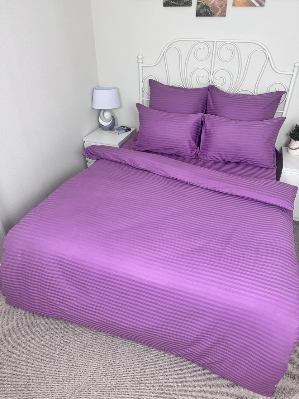 КПБ  страйп-сатин однотонный  Графитовая коллекция Реноме<Ss-007 Сливовый> 