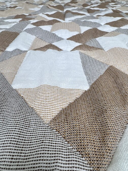 Покрывало жаккардовое Элит Влади, Листья, белый-бежевый-зеленый