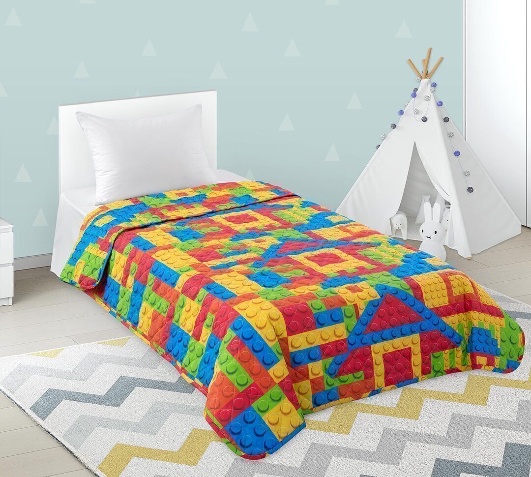 Покрывало детское стеганое поплин Текс-Дизайн, Конструктор-1, красный