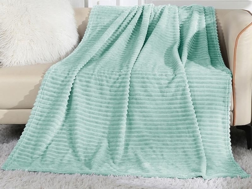 Плед однотонный жаккард в пакете Реноме, 014 орризонте бирюза