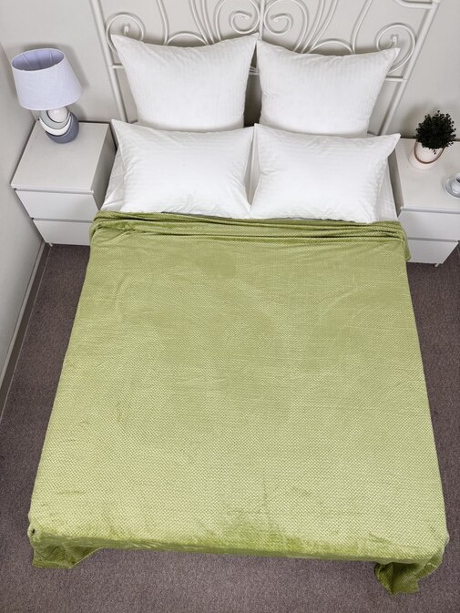 Плед однотонный жаккард в пакете Pinoli Реноме, PN-010 зеленый