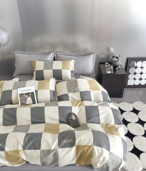 КПБ  сатин Темно-синяя коллекция с увеличенной простыней Реноме<ПП 7447> 