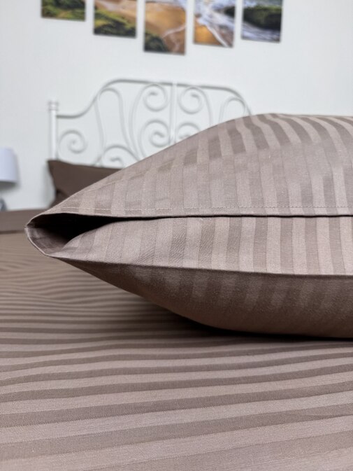 КПБ страйп-сатин однотонный Графитовая коллекция Реноме<Ss-002 Горький шоколад>