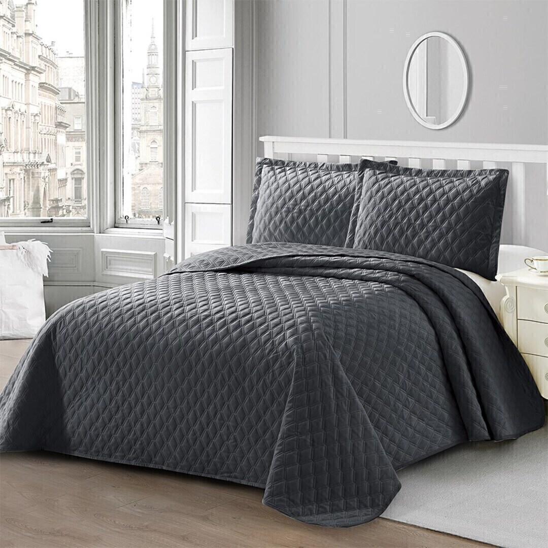 Покрывало  велюровое Bravo  с наволочками -2шт 7012-26 темно-серый<7012-26  темно-серый>