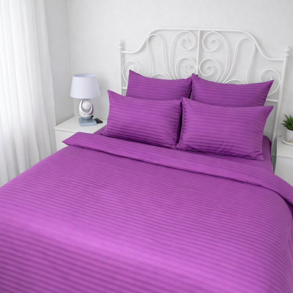 КПБ  страйп-сатин однотонный  Графитовая коллекция Реноме<Ss-007 Сливовый> 