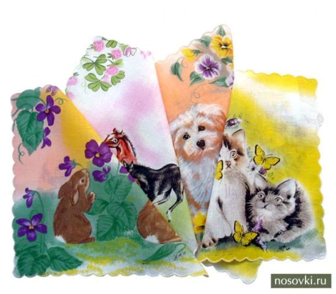 Платки носовые детские с волнистым краем упак 12шт. 45453КС G/Джи