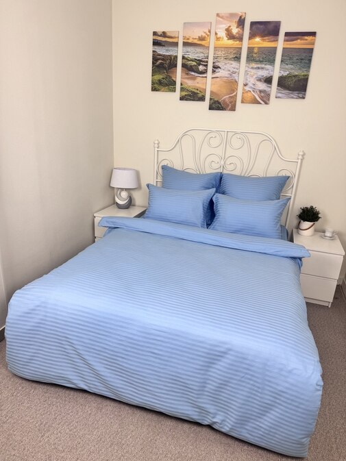 КПБ страйп-сатин однотонный Графитовая коллекция Реноме<Ss-004 Небесный>