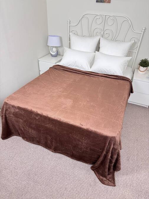 Плед однотонный жаккард в пакете Pinoli Реноме, PN-011 шоколадный