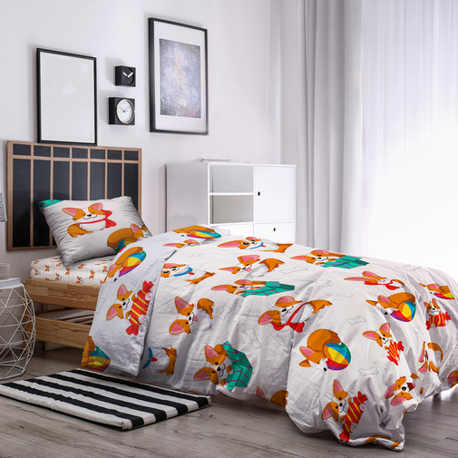 КПБ  поплин КиндерСон детский<A05099,  16321-1/16322-1 Корги Скидка Акция18>