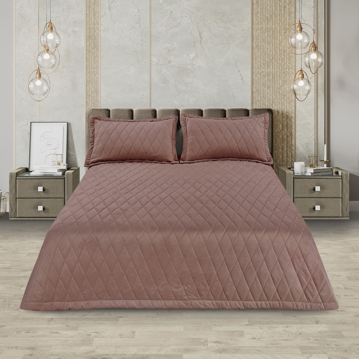 Покрывало ультрастеп Bellini с наволочками -2шт п/э Марианна, 89, кофе с молоком