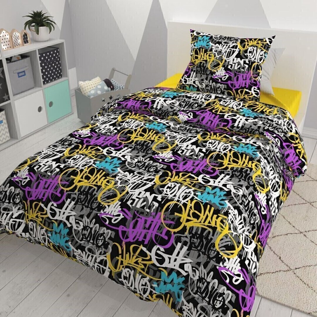 КПБ детский поплин (нав. 70*70) Браво Кидс New collection<6052-1+5093-1 Граффити Скидка Акция29>