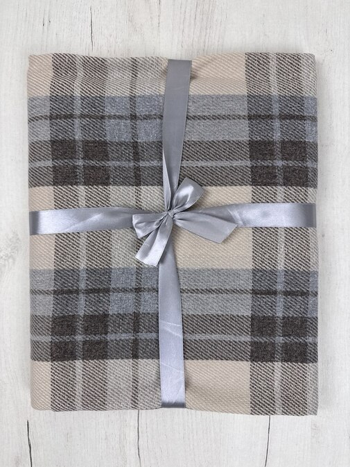 Плед Элис с бахромой Влади, бежевый-серый-коричневый, В1