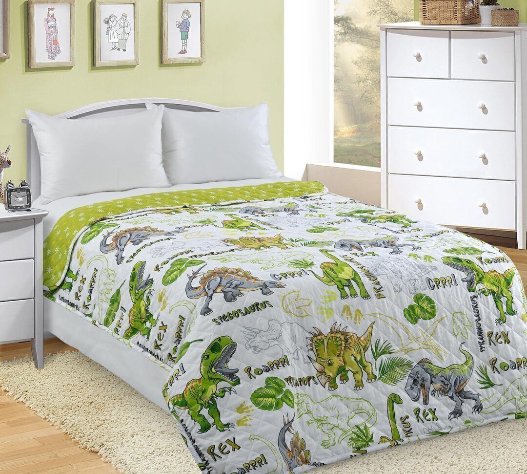 Покрывало детское стеганое поплин Текс-Дизайн, Эра динозавров.