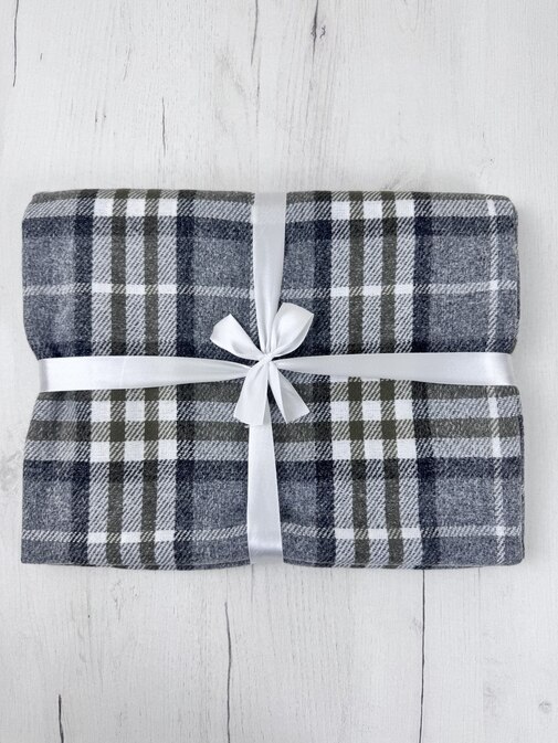 Плед Элис с бахромой Влади, белый-серый-т.серый, В13