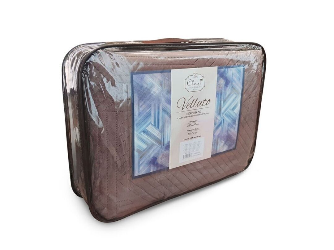 Покрывало велюровое Velluto  с наволочками -2шт Клео, VEL-004