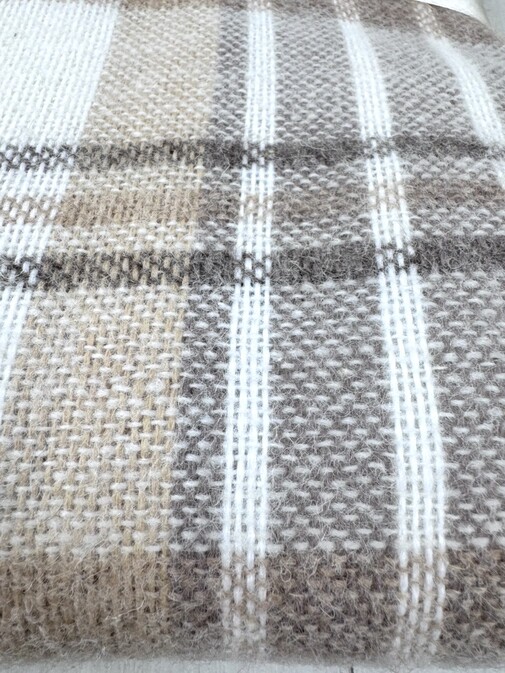 Плед Метро с бахромой Влади, белый-бежевый-коричневый, CANNY