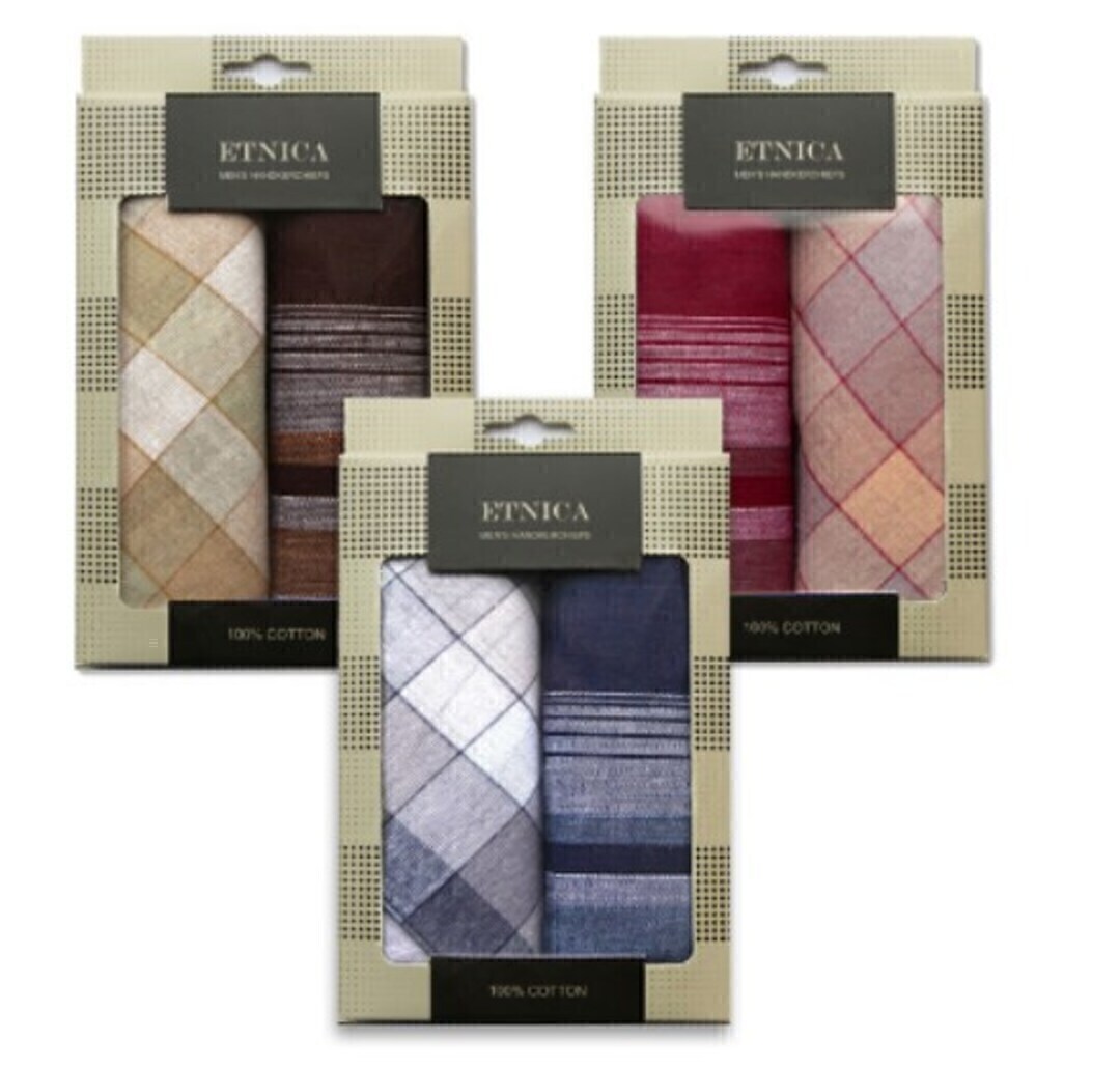 Платки носовые мужские подарочные упак 2шт. Пд67 Etnica