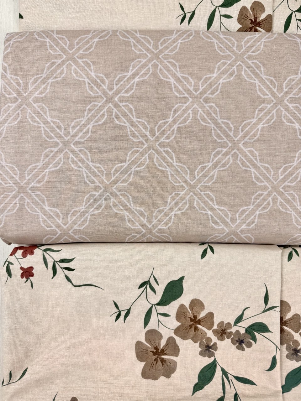 КПБ поплин Оливковая коллекция с простыней на резинке (90*200*25) Реноме<УУ 3360>