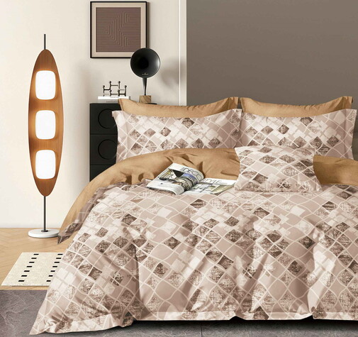 КПБ  сатин Темно-синяя коллекция с увеличенной простыней Реноме<ПП 7422> 