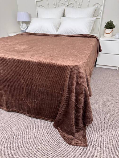 Плед однотонный жаккард в пакете Pinoli Реноме, PN-011 шоколадный