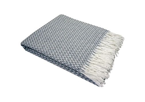 Плед Валенсия с бахромой Влади, белый дымчатый, ANTONIO