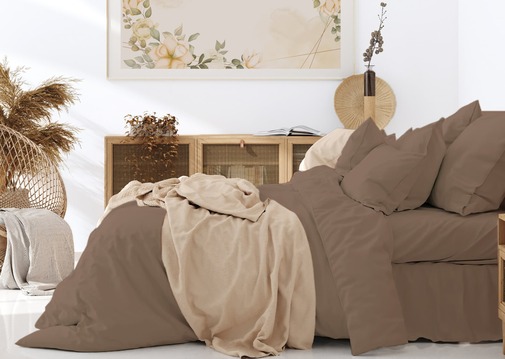 КПБ  поплин однотонный (нав 50*70) Баттерфляй Скидка<рис. Капучино>