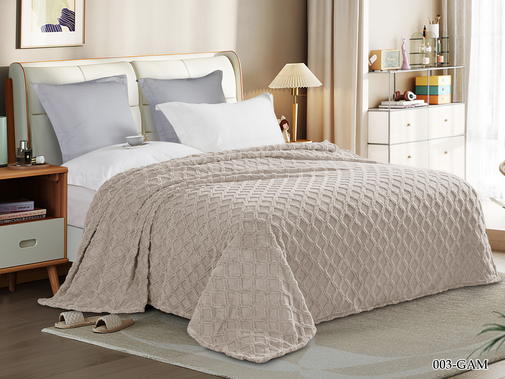 Плед однотонный жаккард Gammi Реноме, GAM-003 ромб бежевый