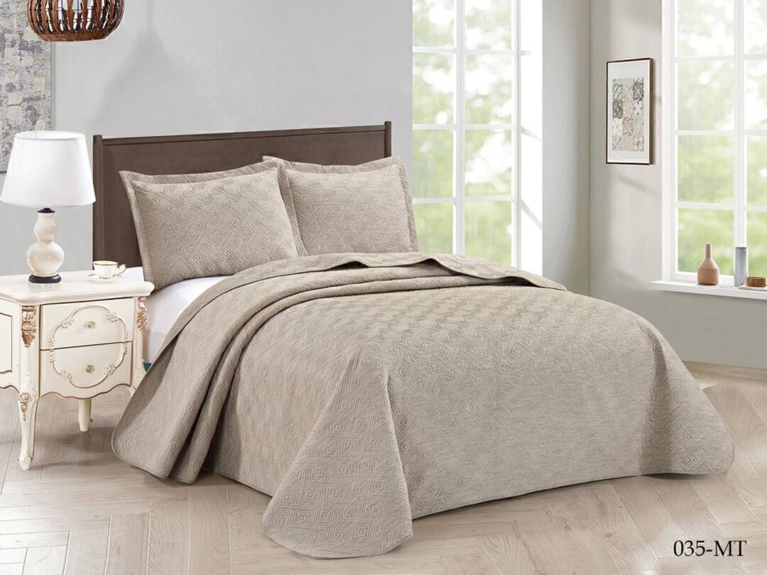Покрывало стеганное Мускат с наволочками шт MT Клео, MT-035, бежевый