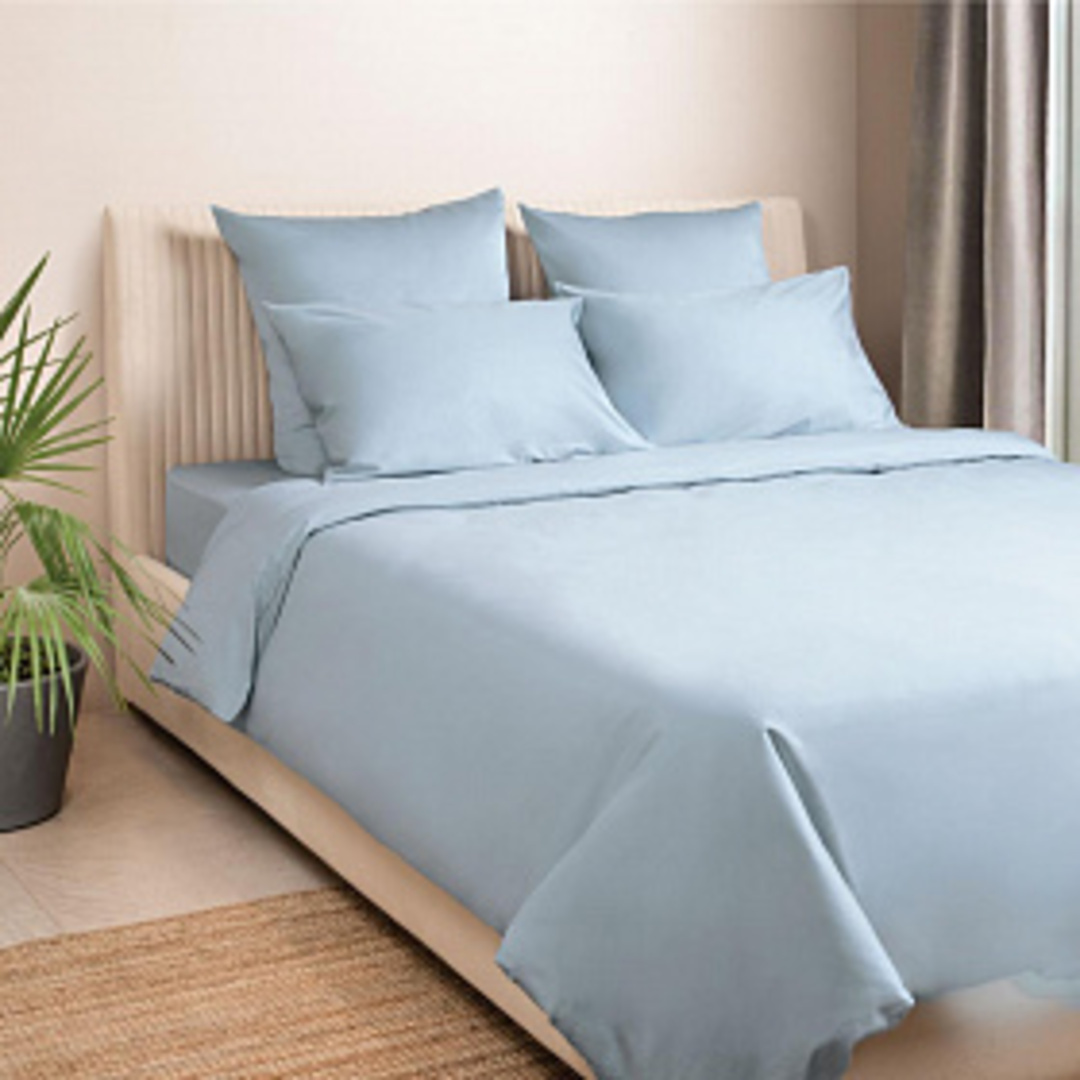 КПБ  сатин-премиум однотонный Моноспейс<Голубой Скидка Акция7>