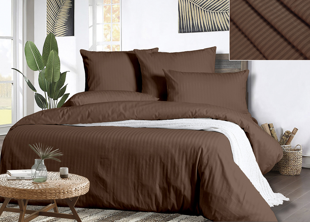 КПБ  страйп-сатин 4 наволочки Viola<СС-041 шоколад Скидка Акция26>