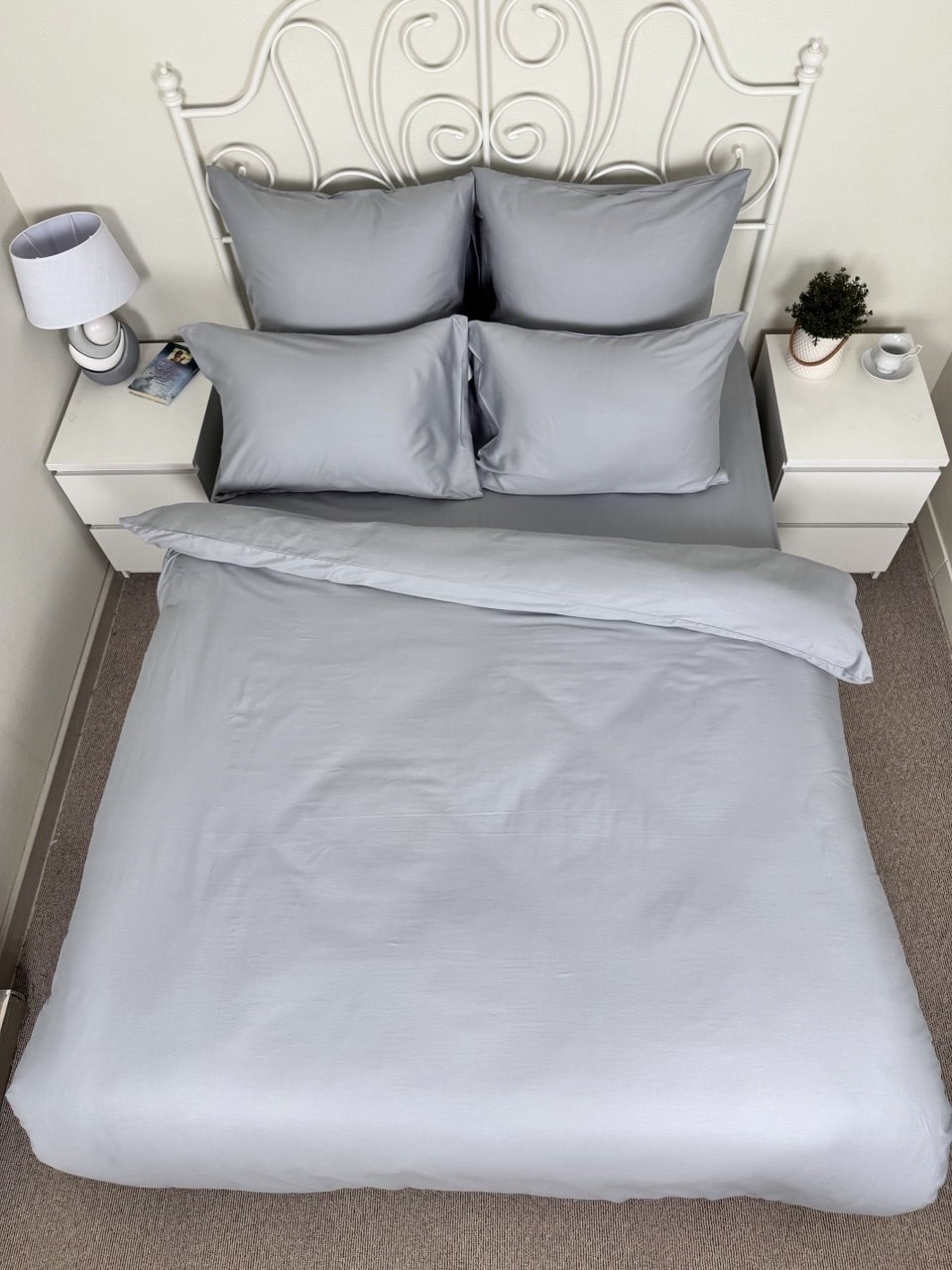 КПБ сатин однотонный Темно-синяя коллекция Реноме<OS-010 Серый>