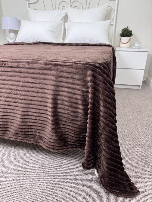 Плед однотонный жаккард Элит Реноме, 004 орризонте шоколад