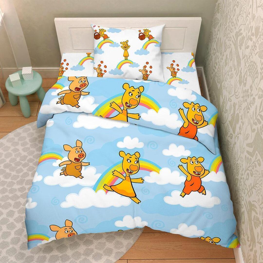 КПБ детский  бязь Василек (новая упаковка)<10207-1 Оранжевая корова Скидка Акция29>