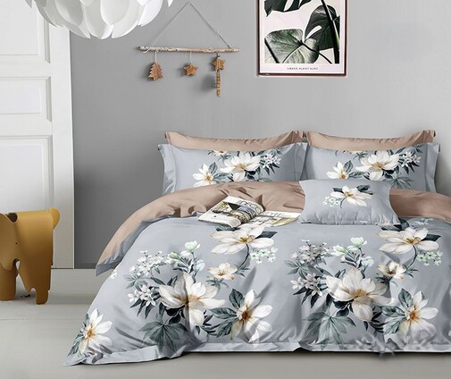 КПБ  поплин Оливковая коллекция с простыней на резинке (180*200*25) Реноме<УУ 877> 