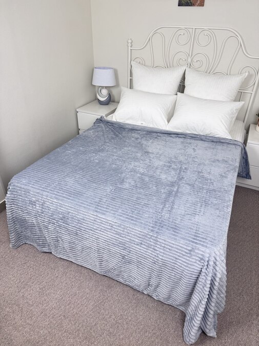 Плед однотонный жаккард в пакете Реноме, 013 орризонте светло-серый