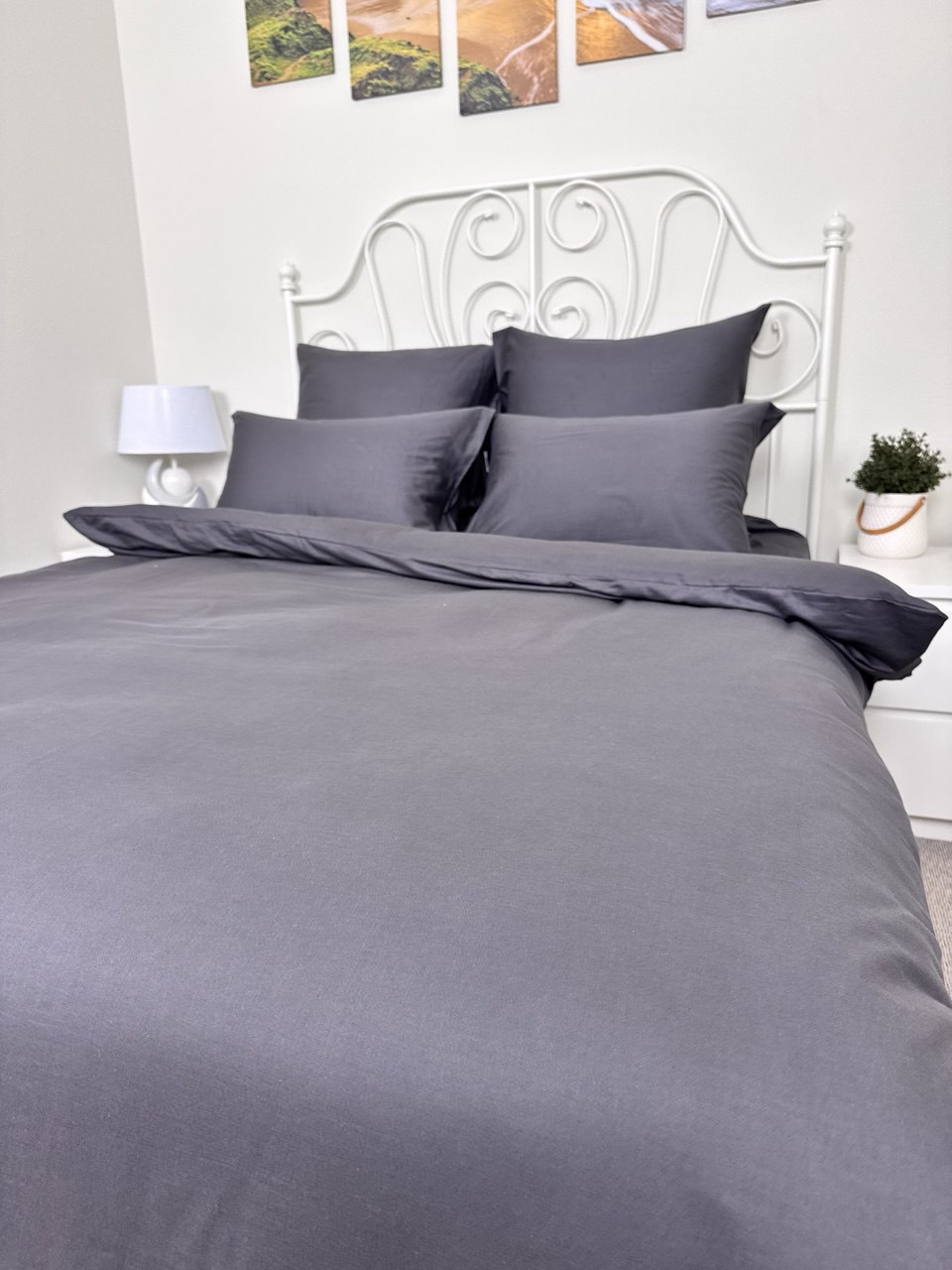 КПБ  сатин однотонный Темно-синяя коллекция Реноме<OS-003 Графит> 