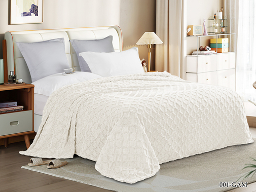 Плед однотонный жаккард Gammi Реноме, GAM-001 ромб кремовый