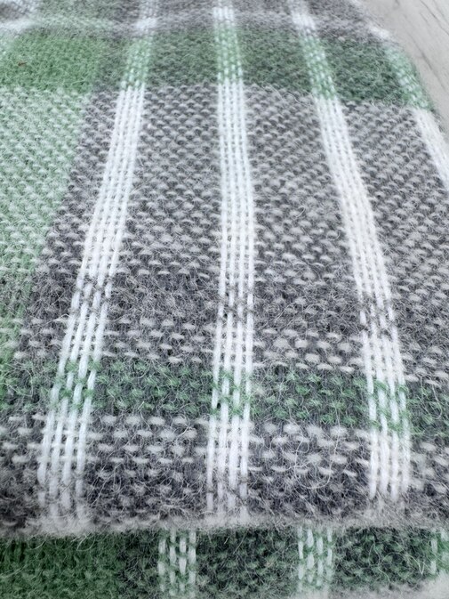 Плед Метро с бахромой Влади, белый-серый-зеленый, CANNY