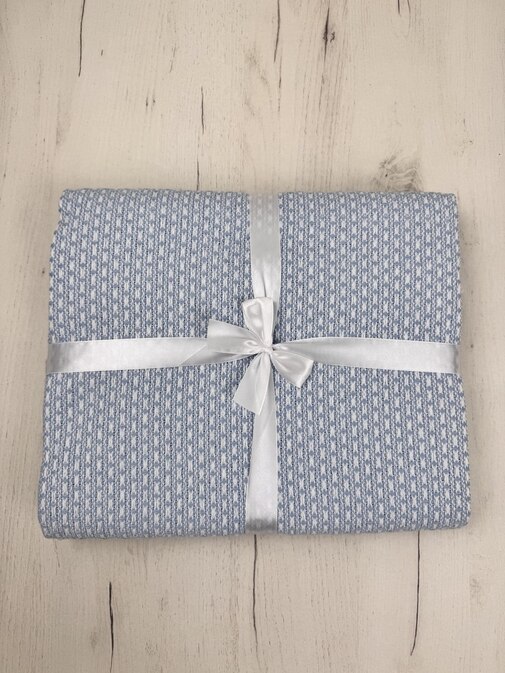 Плед Валенсия с бахромой Влади, белый-голубой, BOUCLE REPS