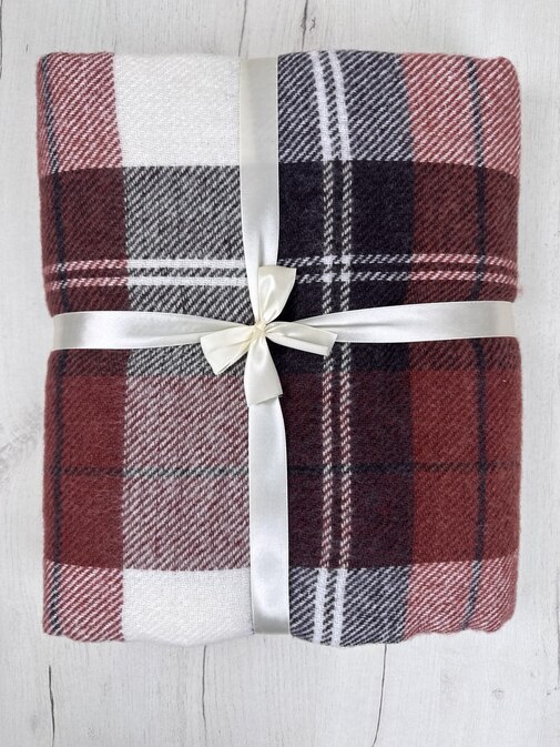 Плед Эльф с бахромой Влади, белый-терракот-коричневый, NOAH