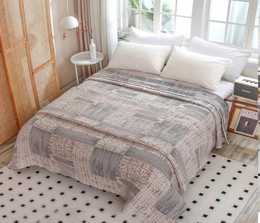 Покрывало хлопковое 46..305 7Я, 4608305, серо-бежевый