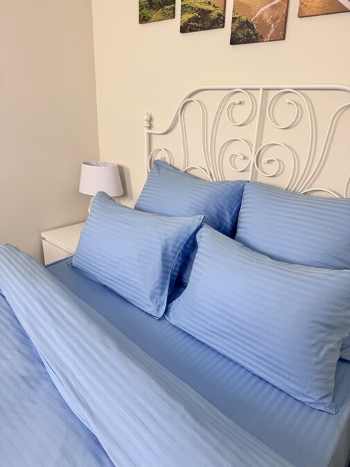 КПБ  страйп-сатин однотонный  Графитовая коллекция Реноме<Ss-004 Небесный> 