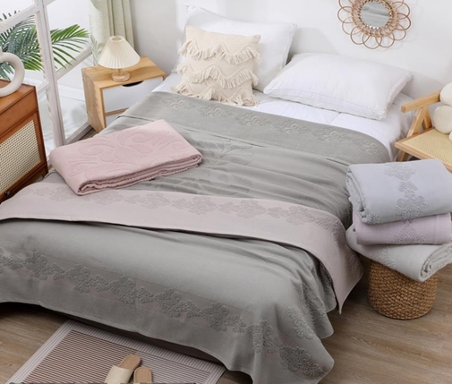 Покрывало махровое 22..324 7Я, 2210324, серо-зеленый