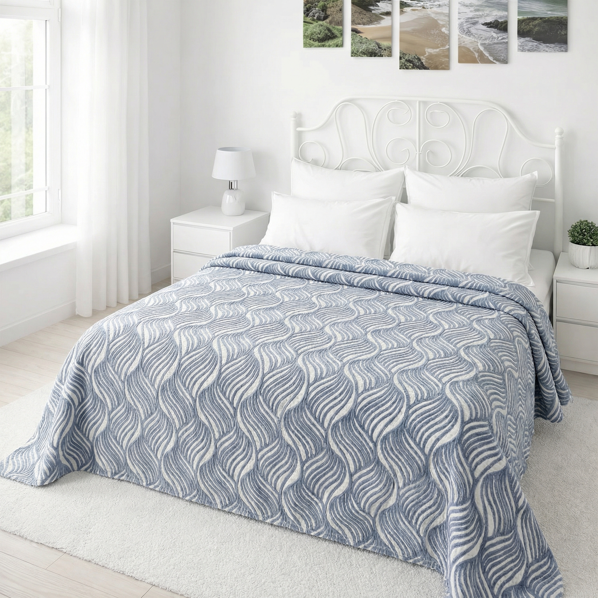 Покрывало хлопковое 30..672 7Я, 3010672, синий