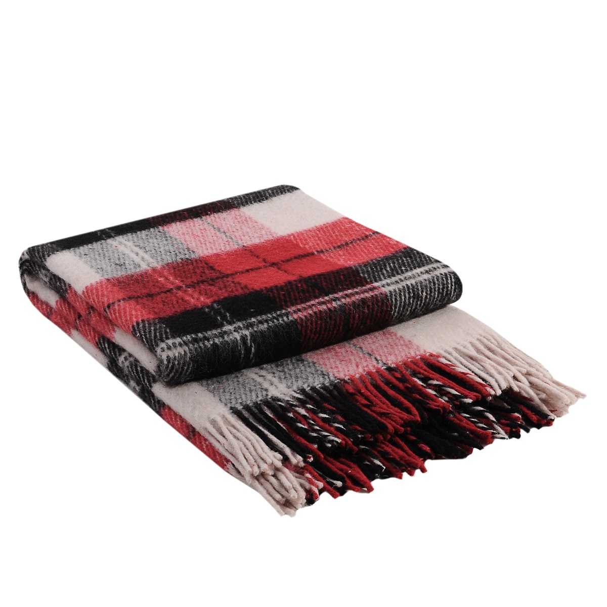 Плед Эльф с бахромой Влади, белый-красный-антрацит, NOAH