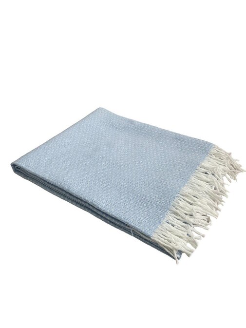 Плед Валенсия с бахромой Влади, белый-голубой, BOUCLE REPS