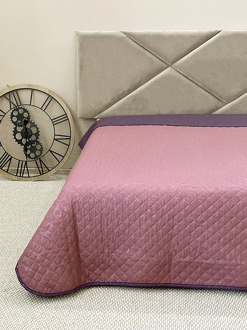 Покрывало окантованное микрофибра Viola, ПМ-111, баклажан/бордо