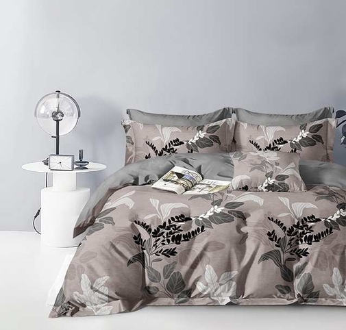 КПБ  сатин Темно-синяя коллекция с простыней на резинке (160*200*25) Стандарт Реноме<St-2437> 