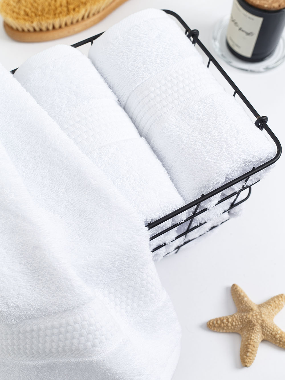 Полотенце махровое Соты 400гр/м2, 024 белый