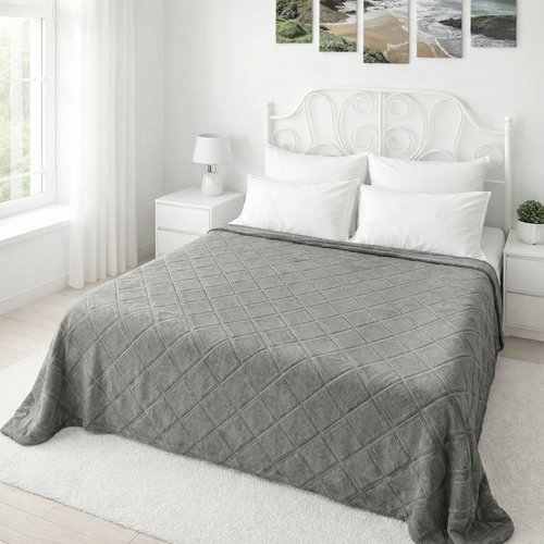 Покрывало хлопковое 46..277 7Я, 4610277, серо-зеленый